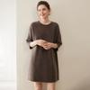 Vestido de Punto para Mujer Otoño e Invierno 100% Cachemira Pura Cuello Redondo Longitud Media Estilo Japonés Suéter de Punto Hasta la Rodilla Talla Única