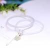 Pulseira de Ágata Branca Natural com Anel Corrediço de Pérola Design Borboleta Água Clara Estilo Elegante para Meninos e Meninas