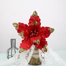 Novas flores de Natal decorações para árvores de Natal decorações para festas e reuniões cores brilhantes flores artificiais acessórios para arranjos de flores