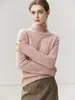 Suéter de cuello alto sin costuras 100% cachemira pura para mujer, jersey de punto de manga larga de cuello alto, suéter versátil de capa base adelgazante