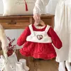 Conjunto de Vestido Acolchoado de Algodão com Forro de Lã Espesso de Inverno Dianxi para Bebês e Crianças Pequenas, Conjunto de Duas Peças com Saia e Suspensório para Bebê Menina