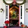 Popular Transfronteiriço Monstro Peludo Verde Grinch Pendurado Capa de Porta Pano de Fundo Decoração de Porta de Casa Pano Pendurado para Atmosfera Festiva Pendurado
