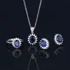 Amazon comercio exterior azul Rojo Amarillo Verde púrpura blanco gema circón corona de princesa collar traje anillo aretes colgante femenino