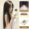 Peluca para Mujer con Cabello Largo y Liso, Cobertura Total de Cabeza, Natural, Ligera y Fresca, Cabello Negro Largo y Liso, Flequillo Medio con Raya en Medio, Cobertura Total de Cabeza Diaria