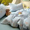 Juego de ropa de cama de cuatro piezas de gasa de doble capa transpirable 100% algodón Clase A, funda de edredón de algodón puro, juego de sábanas de tres piezas, juego de ropa de cama estilo ins