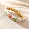 Pulsera nueva de cloisonné de Pekín antiguo con flor de peonía, esmalte, pulsera de estilo étnico vintage, joyería sencilla de moda