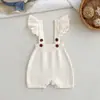 Ranita de punto de algodón puro Clase A para niña con ribete de volantes, suéter sin mangas suave y acogedor estilo ins de verano para casa y salidas