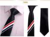 Corbata de Cinta Tricolor Easy-Pull Tb para Hombre y Mujer Formal Roja, Blanca y Azul a Rayas Corbata con Cremallera Versión Estrecha de 5 cm Moderna