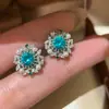 Brincos Retrô Franceses de Prata S925 Flor de Jacarandá para Mulheres, Artesanato de Diamante Fashion, Brincos Paraíba de Alta Qualidade