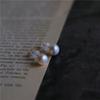 Suu 4A aretes de botón de perla de agua dulce brillante con pasador de plata 990 mini pequeños retro Corea del Sur aretes elegantes y gráciles