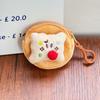 Monedero con colgante de tostada y expresión linda, bolsa de almacenamiento de juguetes de peluche, estilo japonés, creativo, pequeño, para mujer