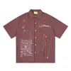 Savagebase Camisa de Manga Curta com Estampa de Letras Graffiti Americano Verão Casual Algodão Xadrez