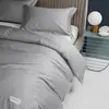 Funda de edredón de color sólido de algodón de fibra larga de alta gama, Sábana bajera de una pieza, Sábana bajera individual 100% algodón, Funda protectora, Par de fundas de almohada