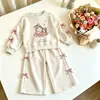 Conjunto de Sudadera de Dibujos Animados para Niñas 2026 Primavera Nuevo de Moda Lindo Sudadera con Lazo y Pantalones Deportivos Conjunto Casual de Dos Piezas