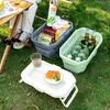 Canasta de picnic, caja de almacenamiento para acampar al aire libre, cubo de agua plegable para uso en exteriores, bolso de mano para almacenamiento de frutas de picnic de salida de primavera