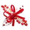 Grampo de Cabelo Festivo Vermelho de Ano Novo Headwear Flor Artesanal Vinho Tinto Presilha Lateral Acessórios de Cabelo Roupas de Brinde da Noiva Acessórios de Cabelo