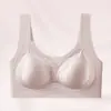 Sujetador Inalámbrico Push-Up de Encaje Satinado Estilo Francés para Mujer, Lencería de Tirantes Anchos Estilo Tanque Anticaída