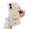 Funda de Teléfono con Soporte de Pato de Dibujos Animados Compatible con Teléfono Apple 17promax iPhone 16 Huawei Ventana de Corazón