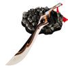 Accesorios de armas de la serie periférica de los Tres Reinos, cuchillo de tres puntas y dos filos Gangjian verde, modelo de juguete de metal, alabarda pintada Fang Tian