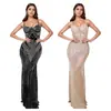 C7153 Transfronterizo Aliexpress Amazon Moda Europea y Americana Vestido Ajustado sin Mangas con Tira de Pedrería para Mujer