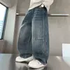 Pantalones holgados de pierna ancha estilo coreano para niños 2026 nuevos de moda, pantalones de mezclilla suaves, pantalones rectos casuales de moda para niños mayores