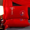 Núcleo de Almohada de Algodón de Alta Calidad Boda Roja Festiva Boda Hogar Par Almohada de Algodón Núcleo de Almohada de Boda Habitación de Boda