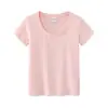 Camiseta Feminina Gola U 230g Fio Spandex 92% Algodão 8% Spandex, Novo Estilo Verão, Slim Fit de Alta Qualidade, Top Curto Tendência