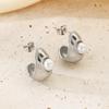 Aretes de Perlas de Moda Europea y Americana Estilo Simple Ins Geométricos Lujo Ligero Alta Gama Acero Inoxidable