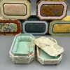 Caja de joyería de dos partes imitación brocado Song, caja octagonal para guardar pulseras, caja de almacenamiento de doble tapa, caja de brocado, joyero, caja para accesorios