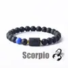 Pulsera con Cuentas de Piedra Natural Zodiacal de Amazon Transfronteriza Doce Signos del Zodiaco Ojo de Tigre Piedra con Imagen Pulsera Venta al por Mayor