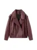 2026 Ropa de Mujer de Comercio Exterior Europeo y Americano Transfronterizo, Popular en AliExpress, Otoño Vintage Versátil Holgada Chaqueta Biker de Cuero Sintético