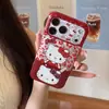 Estampa de Leopardo Gato KT Patchwork Xadrez Aplicável à Capa de Celular Apple 17promax iPhone18 Fofo 16 Borda Redonda 15 Rígido