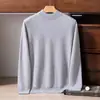 Suéter de Cashmere 100% Puro de Luxo para Homens, Fio Floral, Gola Semi-Alta, Casual de Negócios, Tricô de Caimento Solto, Camisa de Base