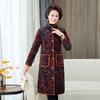 Ropa exterior de algodón de terciopelo para mujer, ropa de otoño e invierno, chaqueta floral acolchada de algodón para mujeres de mediana edad y mayores, ropa exterior larga de algodón del norte, hasta la rodilla