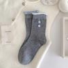 Calcetines con Estampado de Huevo Estilo Coreano para Mujer, Calcetines Simples Estilo Universitario Coreano para Mujer con Bordado de Perro, Lazo y Diseño de Volantes