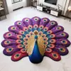 Tapete de Veludo Cristal com Formato Especial de Pavão 3D Tapete de Quarto ao Lado da Cama Absorvente de Água Antiderrapante Decoração de Sala de Estar Isolamento Térmico Tapete de Sofá Mesa de Centro