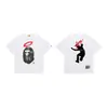 Atacado transfronteiriço verão 2026 nova marca da moda BAPE Camiseta com estampa clássica de macaco, camiseta unissex de manga curta