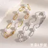 Pulsera Retro Hecha a Mano Versátil Simple y Exquisita de Acero Inoxidable Chapado en Oro de 18K con Perlas de Imitación para Mujer, Transfronteriza Europea y Americana