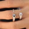 Anel de casal de zircônia com garra de gatinho para namoradas, leve, luxo, nicho, abertura ajustável, desenho animado, fofo para namorada
