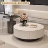 Mesa de centro de luxo leve estilo italiano em pedra sinterizada para espaços pequenos, mesa de chá redonda moderna e simples de alta qualidade para sala de estar e casa