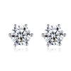 Aretes de Plata Esterlina S925 con Zirconia de Diamante Único para Mujer, Estilo Coreano Simple, Aretes Pequeños Exquisitos de Moda para Hombre de Seis Garras
