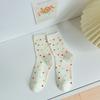 Calcetines Estilo Coreano para Mujer Tubo Medio Lunares Arcoíris Color Caramelo Lunares Ondulados Rayados Tono Simple Calcetines de Estudiante
