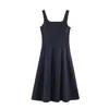 Elegante Vestido de Mezclilla para Mujer con Cuello en U y Cintura Ceñida 13401
