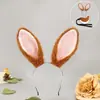 Diadema de Orejas de Conejo de Pascua Máscara Disfraz de Animal Accesorios para Actuación Diadema de Orejas de Conejo Set de Cola de Conejo