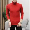 Suéter de cuello alto liso para hombre de comercio exterior transfronterizo otoño e invierno, suéter de punto base a rayas juvenil estilo coreano ajustado