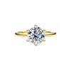 Anel de prata pura 925 transfronteiriço banhado a ouro 18K anel clássico de moissanita com seis garras anel feminino coroa para anel de casamento atacado