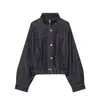 Ropa de mujer de comercio exterior europeo y americano ZA transfronteriza, popular en AliExpress, chaqueta vaquera corta informal retro con cuello alto y ajuste a la cintura