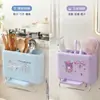 Caja de almacenamiento auténtica Hello Kitty para palillos de cocina, estante de pared sin taladro, jaula para palillos con drenaje