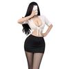 Mi ke lingerie sexy sexy hip chiffon secretário uniforme branco acima terno sexy roupa cosplay 8493