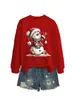 Amazon eBay Estação Independente Moda Bonito Divertido Série de Natal Feminina Moletom com Capuz Camisa de Manga Longa Gola Redonda